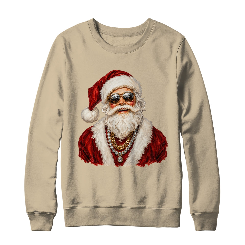 Glam Santa Leopard Sunglasses Cute Christmas Holiday Women Shirt & Sweatshirt | siriusteestore