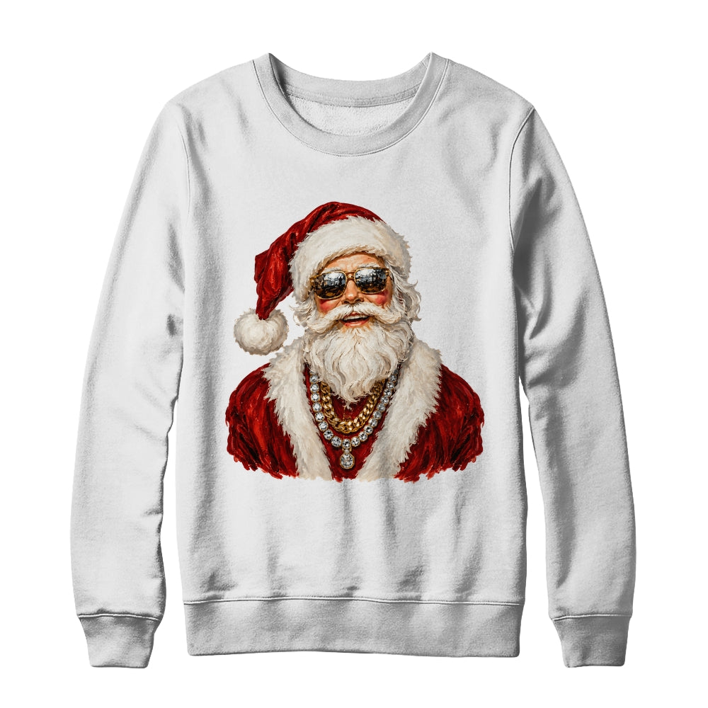 Glam Santa Leopard Sunglasses Cute Christmas Holiday Women Shirt & Sweatshirt | siriusteestore