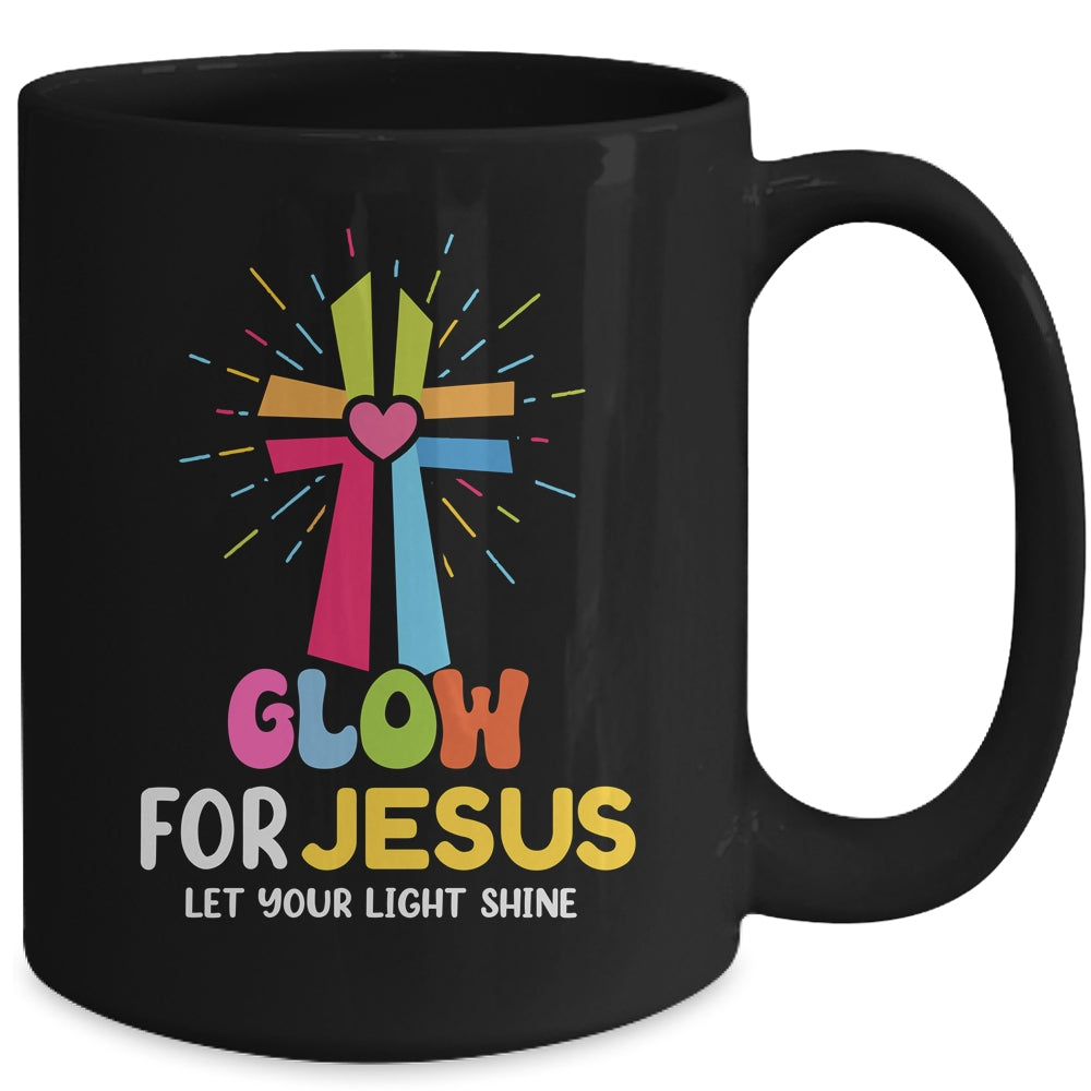 Glow For Jesus Let Your Light Shine Faith Cross Christian Mug | siriusteestore