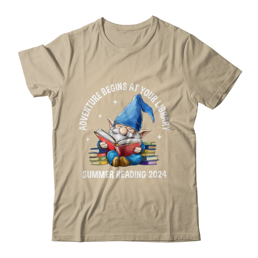 Gnome Adventure Begins At Your Library Summer Reading 2024 Shirt & Tank Top | siriusteestore