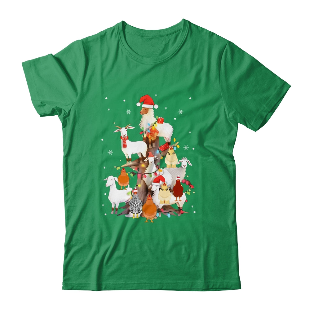 Goat Chicken Santa Hat Reindeer Christmas Lights Farm Animal Shirt & Sweatshirt | siriusteestore