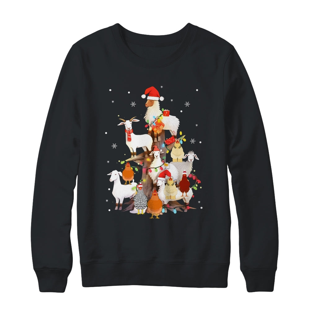 Goat Chicken Santa Hat Reindeer Christmas Lights Farm Animal Shirt & Sweatshirt | siriusteestore