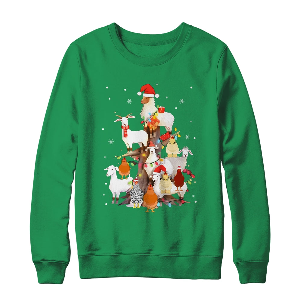 Goat Chicken Santa Hat Reindeer Christmas Lights Farm Animal Shirt & Sweatshirt | siriusteestore