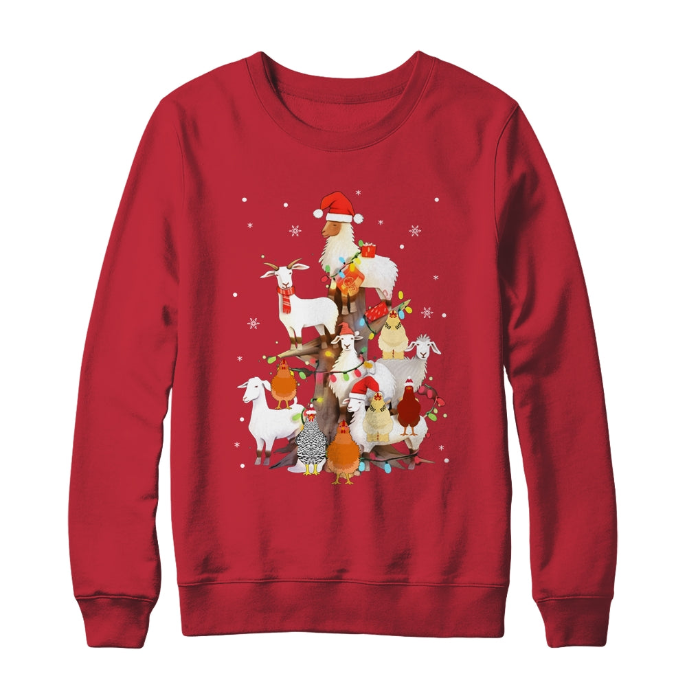 Goat Chicken Santa Hat Reindeer Christmas Lights Farm Animal Shirt & Sweatshirt | siriusteestore