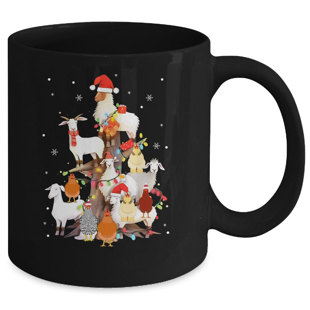 Goat Chicken Santa Hat Reindeer Christmas Lights Farm Animal Mug | siriusteestore