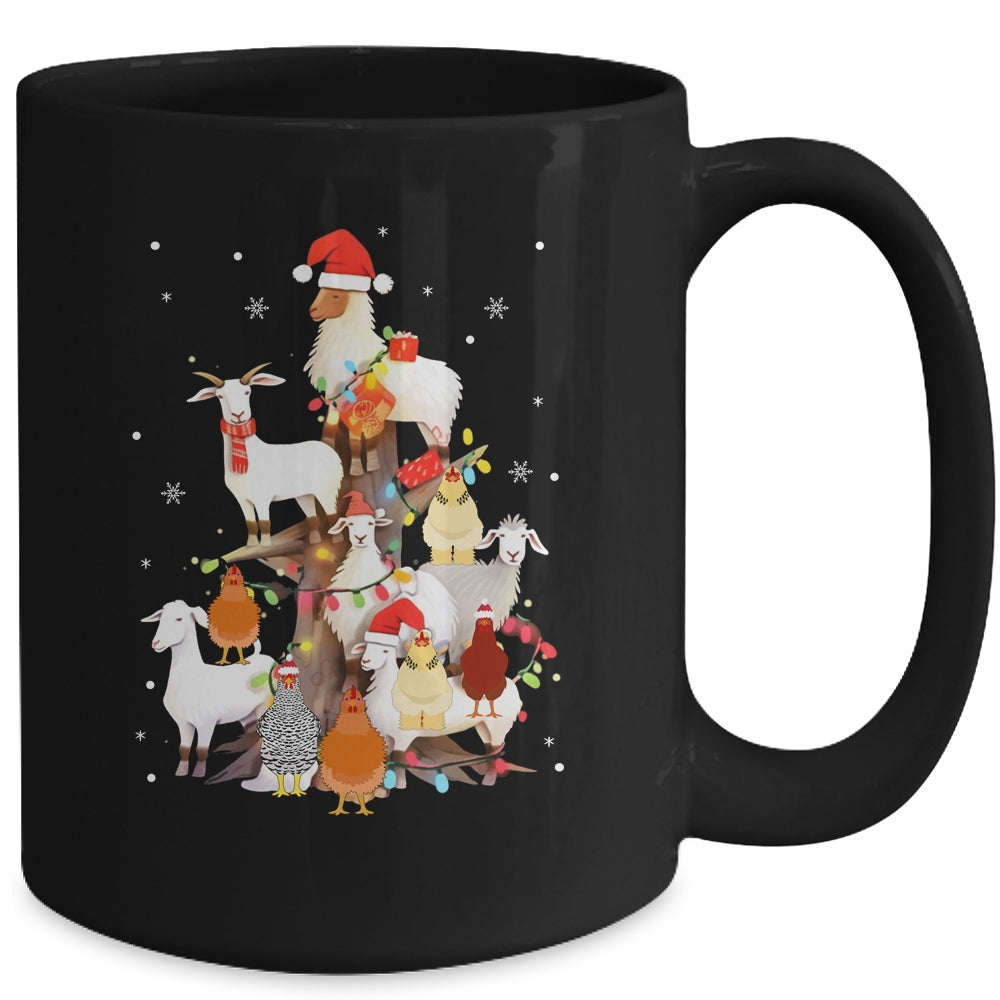 Goat Chicken Santa Hat Reindeer Christmas Lights Farm Animal Mug | siriusteestore