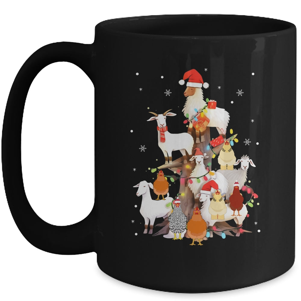 Goat Chicken Santa Hat Reindeer Christmas Lights Farm Animal Mug | siriusteestore