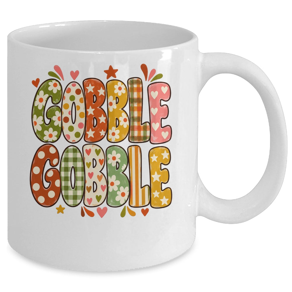 Gobble Gobble Retro Thanksgiving Fall Colorful Turkey Autumn Mug | siriusteestore
