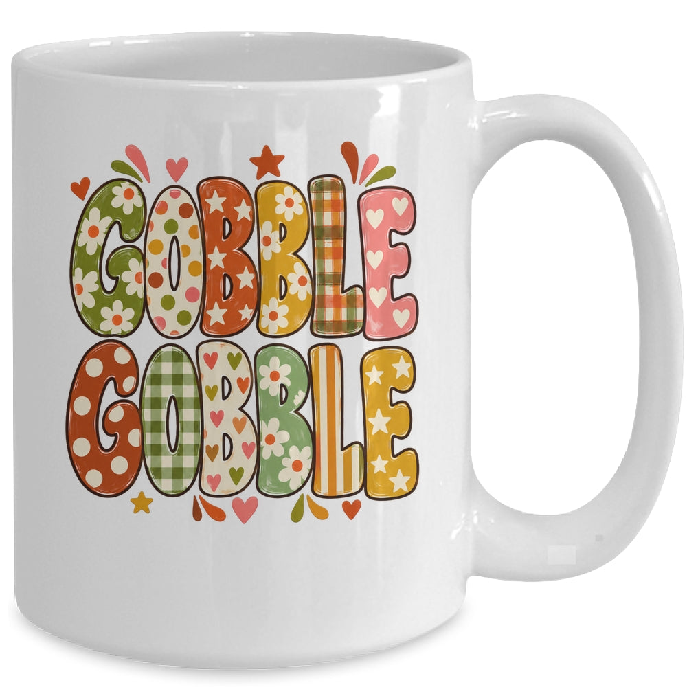 Gobble Gobble Retro Thanksgiving Fall Colorful Turkey Autumn Mug | siriusteestore