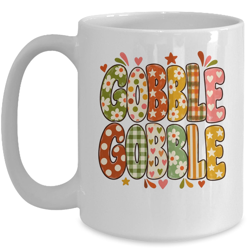 Gobble Gobble Retro Thanksgiving Fall Colorful Turkey Autumn Mug | siriusteestore