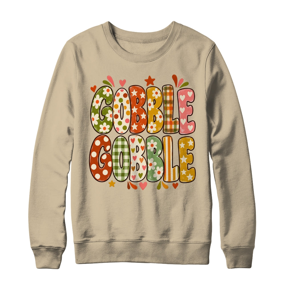 Gobble Gobble Retro Thanksgiving Fall Colorful Turkey Autumn Shirt & Sweatshirt | siriusteestore