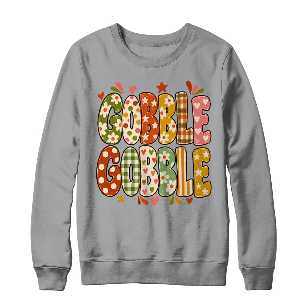 Gobble Gobble Retro Thanksgiving Fall Colorful Turkey Autumn Shirt & Sweatshirt | siriusteestore