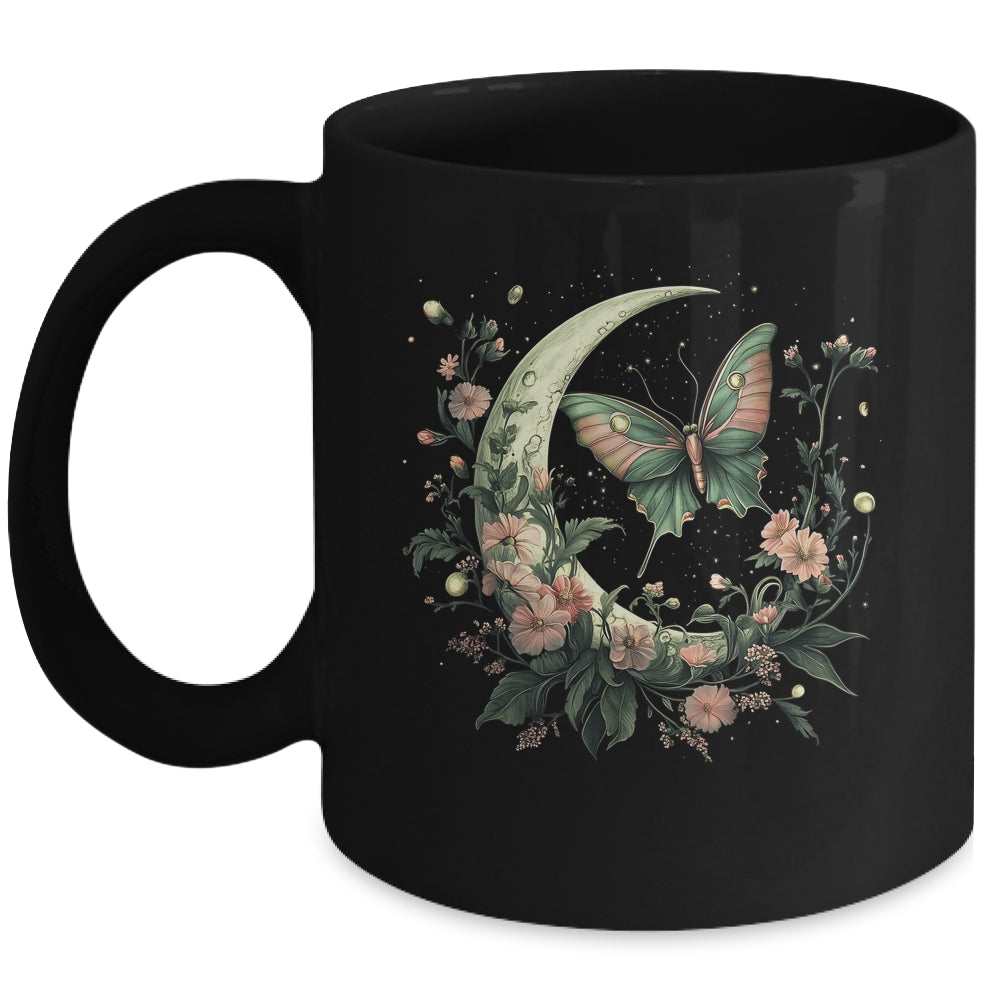 Goblincore Moth And Butterfly Moonphases Cottagecore Flower Mug | siriusteestore