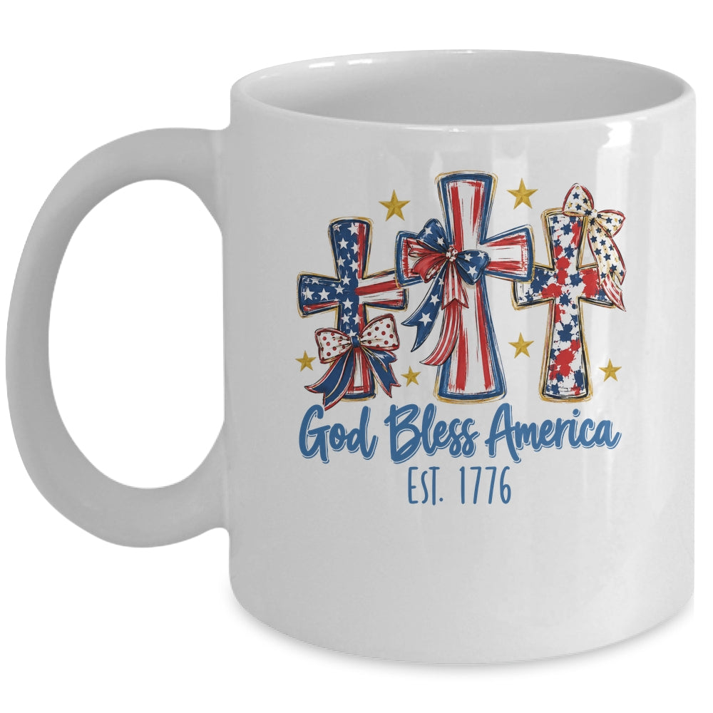 God Bless America Coquette Bow Jesus Christian 4Th Of July Mug | siriusteestore