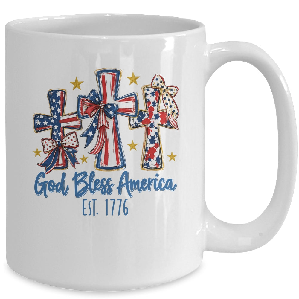God Bless America Coquette Bow Jesus Christian 4Th Of July Mug | siriusteestore