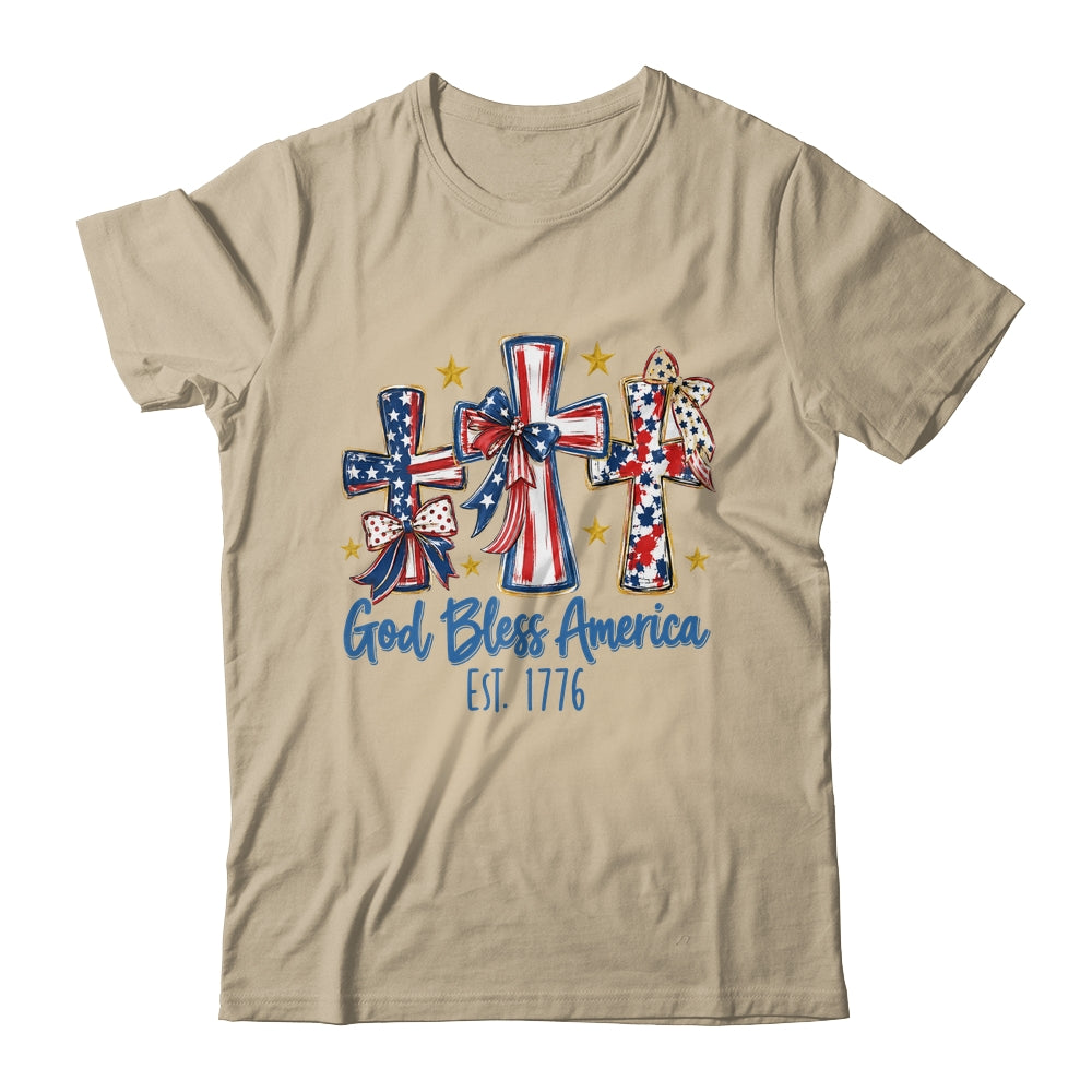 God Bless America Coquette Bow Jesus Christian 4Th Of July Shirt & Tank Top | siriusteestore