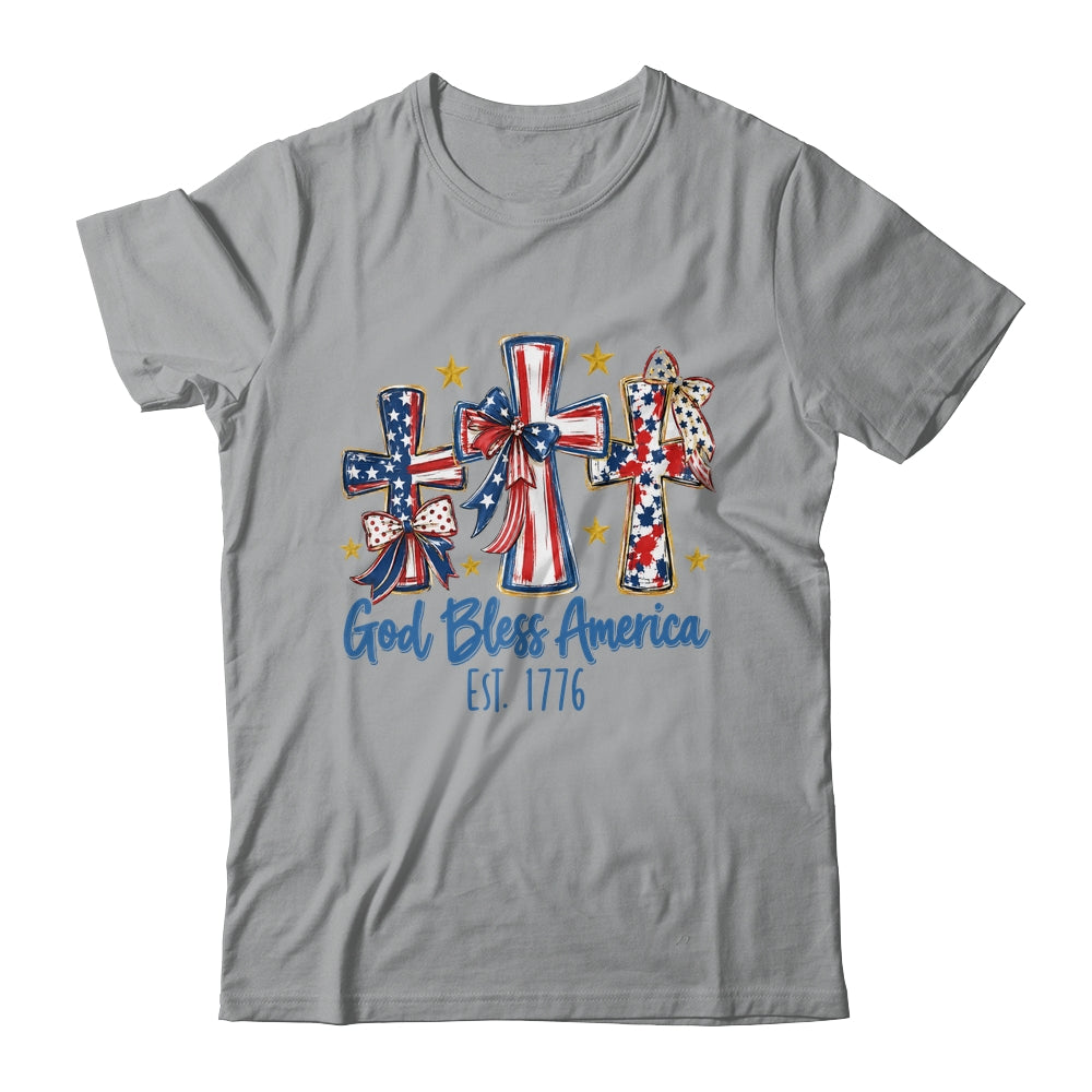 God Bless America Coquette Bow Jesus Christian 4Th Of July Shirt & Tank Top | siriusteestore