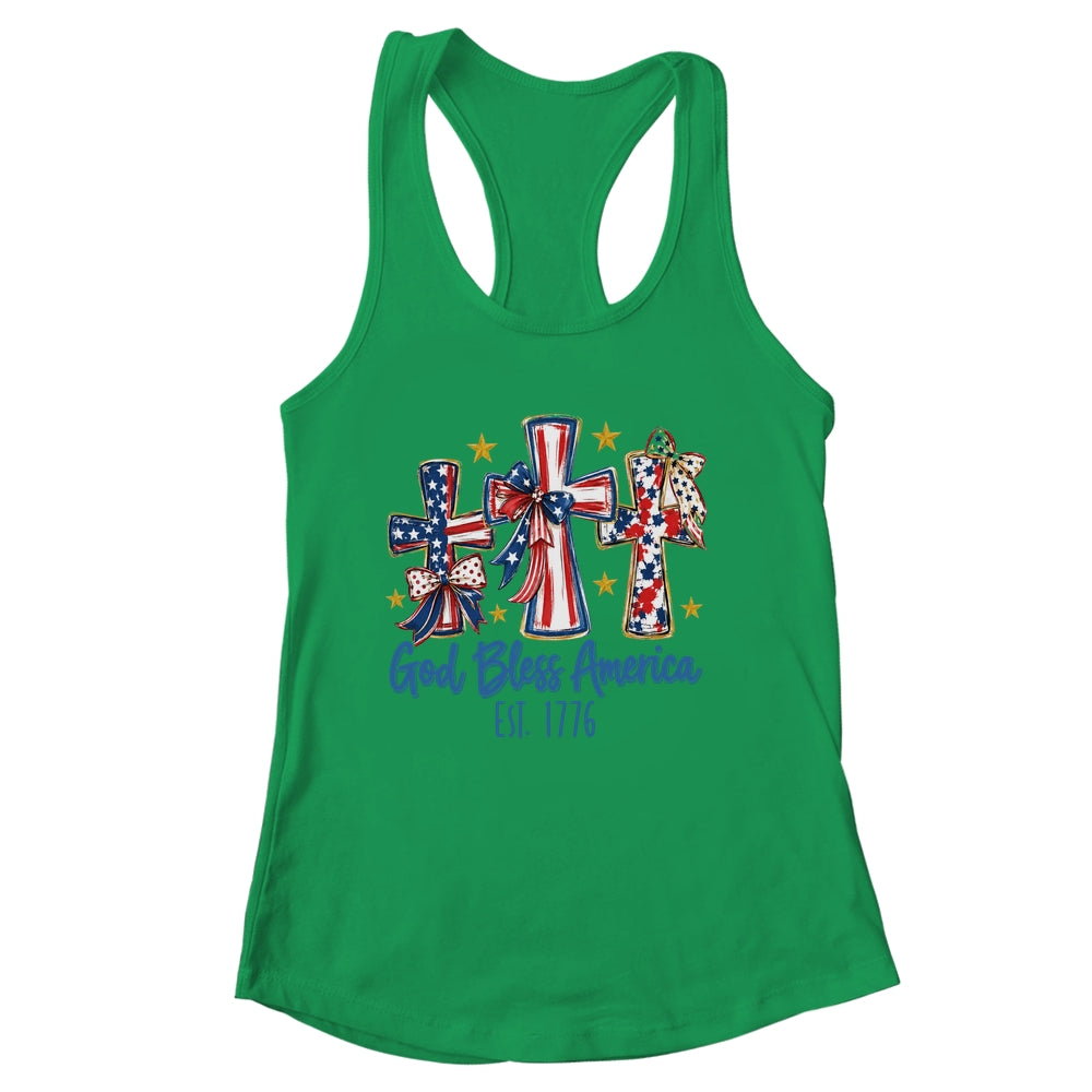 God Bless America Coquette Bow Jesus Christian 4Th Of July Shirt & Tank Top | siriusteestore