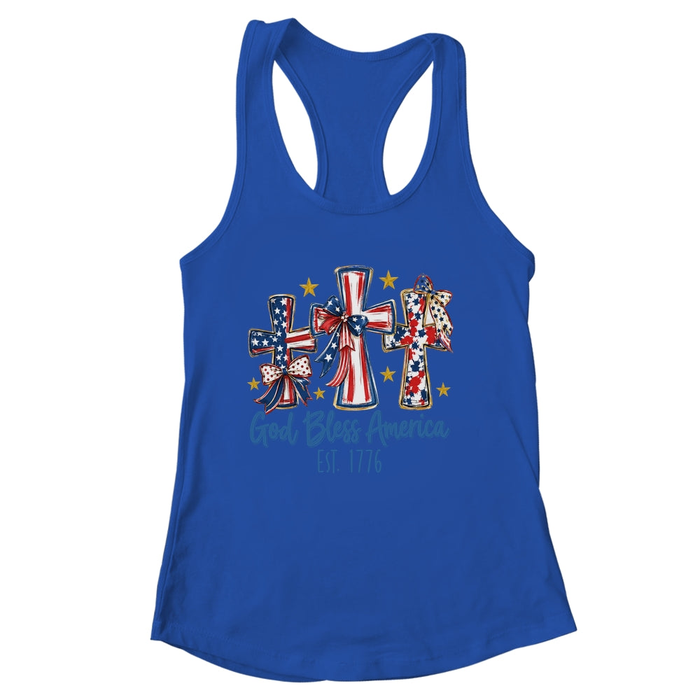 God Bless America Coquette Bow Jesus Christian 4Th Of July Shirt & Tank Top | siriusteestore