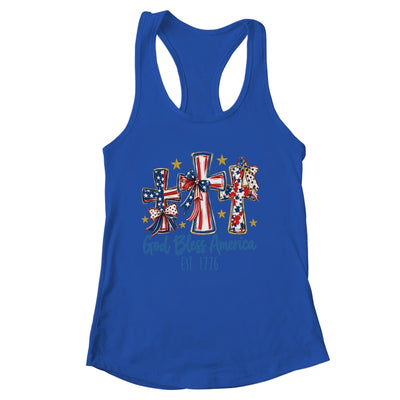 God Bless America Coquette Bow Jesus Christian 4Th Of July Shirt & Tank Top | siriusteestore