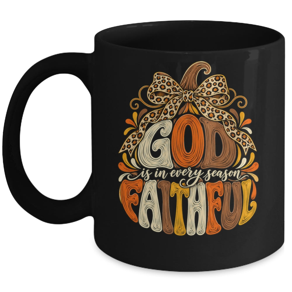 God Is Faithful In Every Season Christian Fall Pumpkin Mug | siriusteestore
