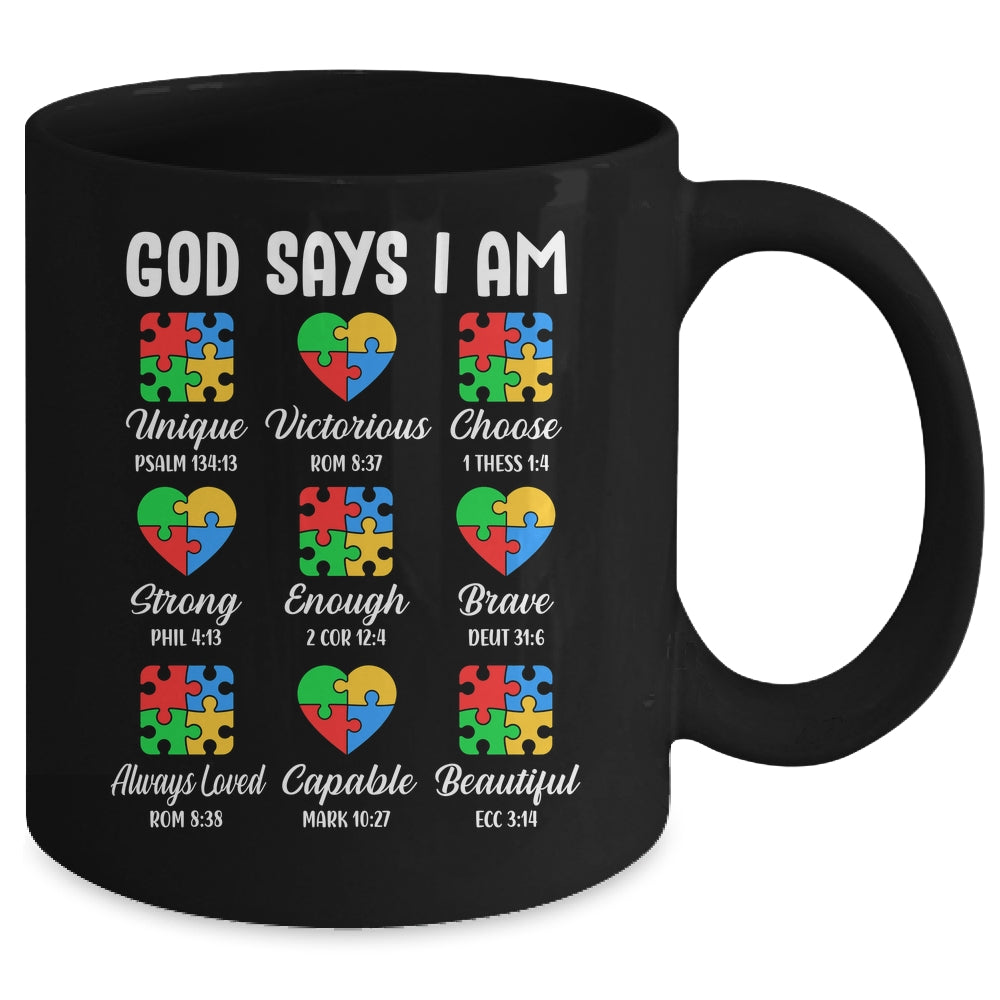 God Says I Am Autism Awareness Christian Bible Verse Mug | siriusteestore