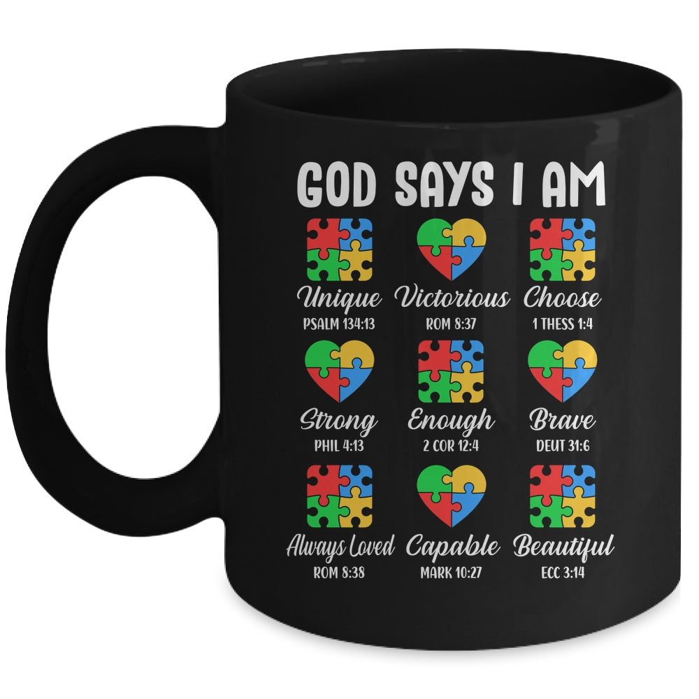 God Says I Am Autism Awareness Christian Bible Verse Mug | siriusteestore