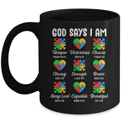 God Says I Am Autism Awareness Christian Bible Verse Mug | siriusteestore