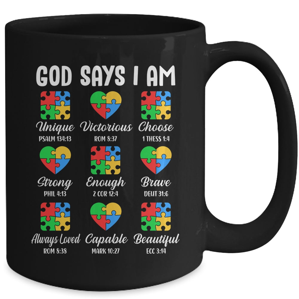 God Says I Am Autism Awareness Christian Bible Verse Mug | siriusteestore