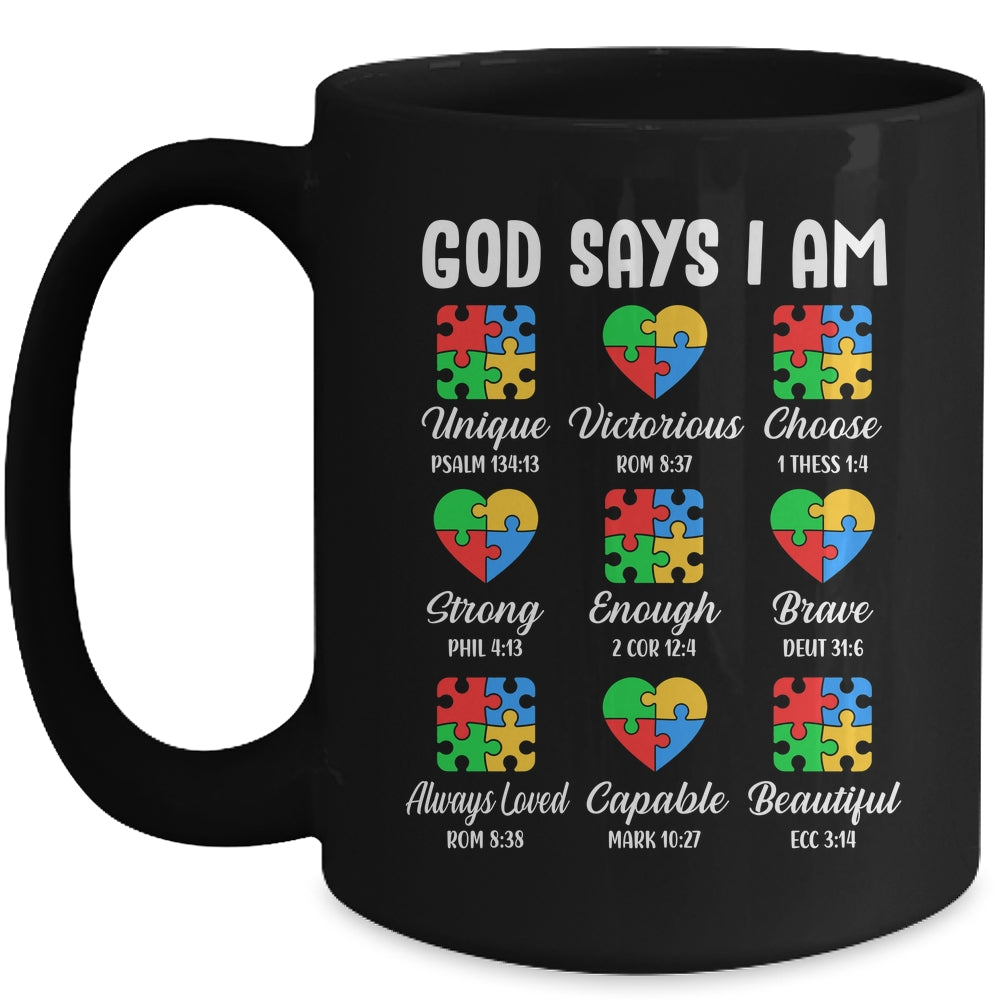 God Says I Am Autism Awareness Christian Bible Verse Mug | siriusteestore