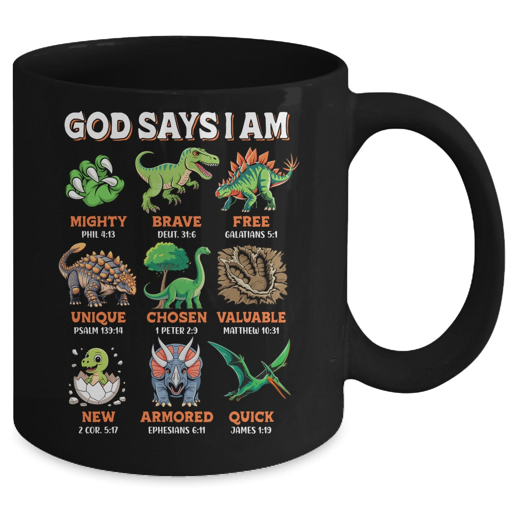 God Says I Am Bible Verses Dinosaurs For Christian Boys Mug | siriusteestore