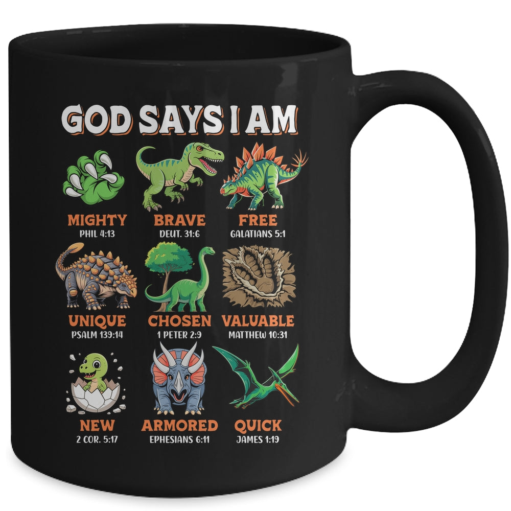 God Says I Am Bible Verses Dinosaurs For Christian Boys Mug | siriusteestore