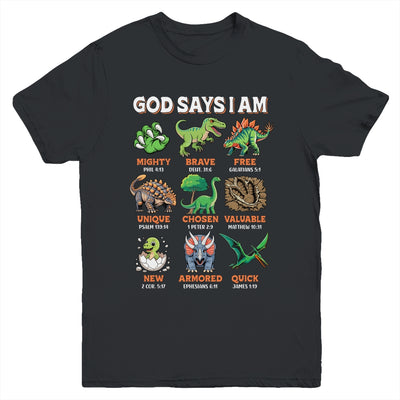 God Says I Am Bible Verses Dinosaurs For Christian Boys Youth Shirt | siriusteestore
