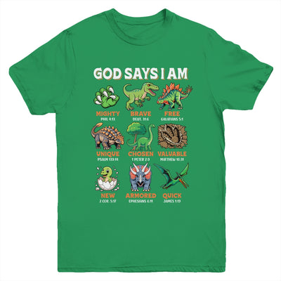 God Says I Am Bible Verses Dinosaurs For Christian Boys Youth Shirt | siriusteestore