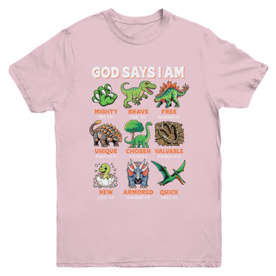 God Says I Am Bible Verses Dinosaurs For Christian Boys Youth Shirt | siriusteestore