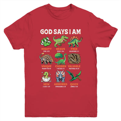 God Says I Am Bible Verses Dinosaurs For Christian Boys Youth Shirt | siriusteestore