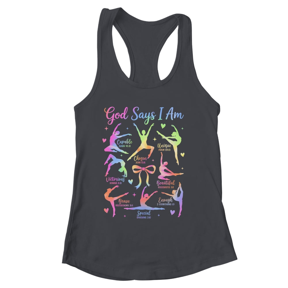 God Says I Am Gymnastic Christian Girls And Kids Cartwheel Shirt & Tank Top | siriusteestore