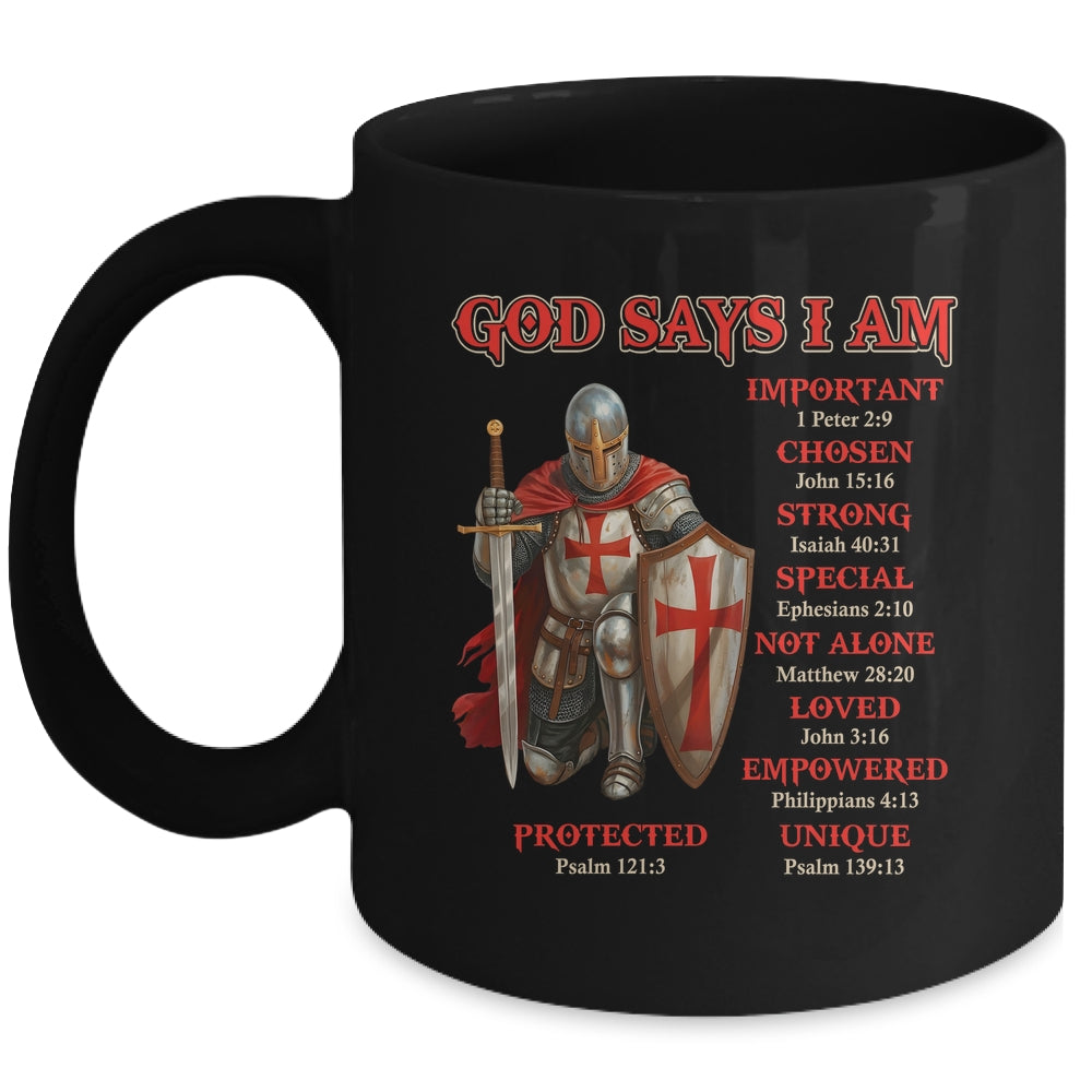 God Says I Am Knight Templar Christian Men Warrior Of God Mug | siriusteestore