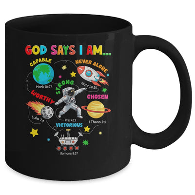 God Says I Am Outer Space Astronaut Bible Christian Boys Kid Mug | siriusteestore