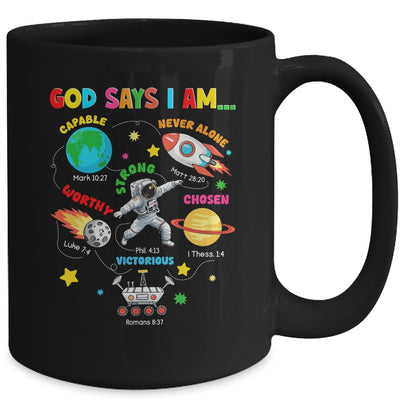 God Says I Am Outer Space Astronaut Bible Christian Boys Kid Mug | siriusteestore