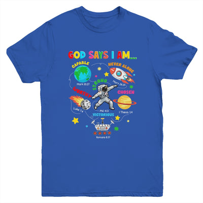 God Says I Am Outer Space Astronaut Bible Christian Boys Kid Youth Shirt | siriusteestore