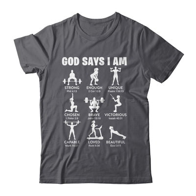God Says I Am Weightlifting Christian Workout Gym Women Shirt & Tank Top | siriusteestore