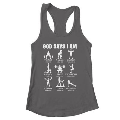 God Says I Am Weightlifting Christian Workout Gym Women Shirt & Tank Top | siriusteestore