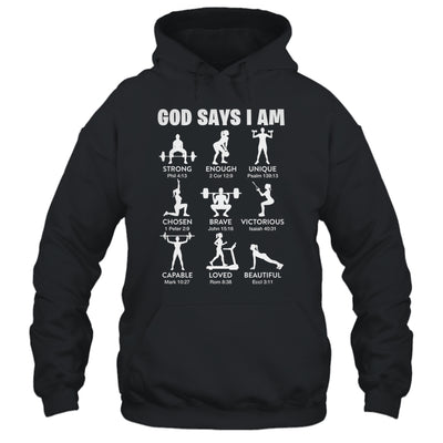 God Says I Am Weightlifting Christian Workout Gym Women Shirt & Tank Top | siriusteestore