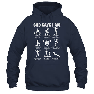 God Says I Am Weightlifting Christian Workout Gym Women Shirt & Tank Top | siriusteestore