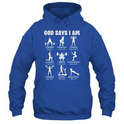 God Says I Am Weightlifting Christian Workout Gym Women Shirt & Tank Top | siriusteestore