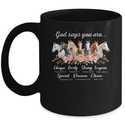 God Says You Are Religious Inspirational Horse Lover Black Mug | siriusteestore