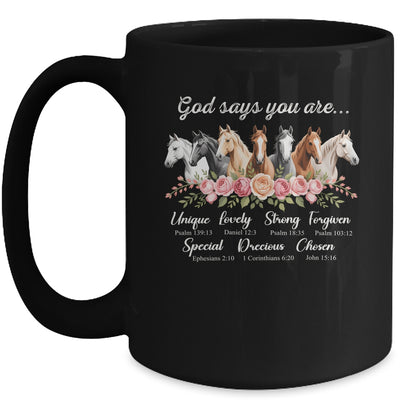 God Says You Are Religious Inspirational Horse Lover Black Mug | siriusteestore