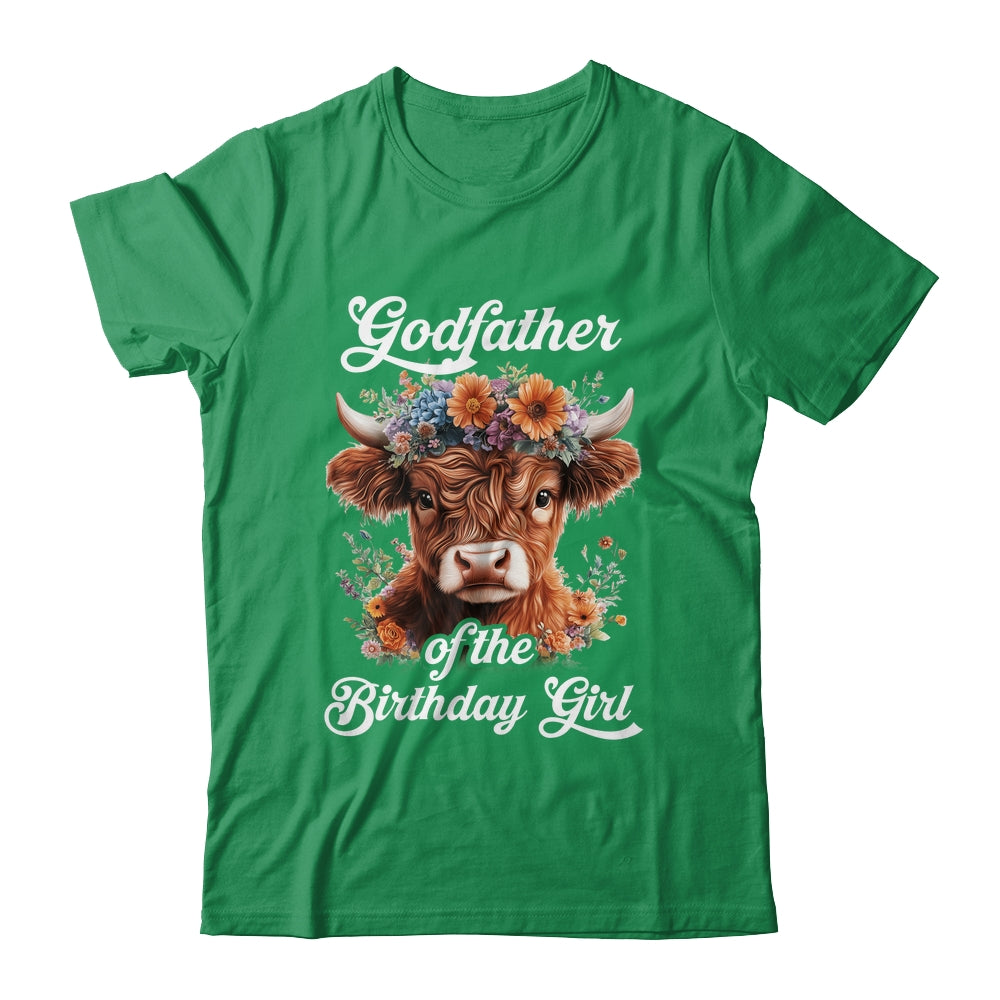 Godfather Of The Birthday Girl Highland Cow Farm Family Shirt & Hoodie | siriusteestore