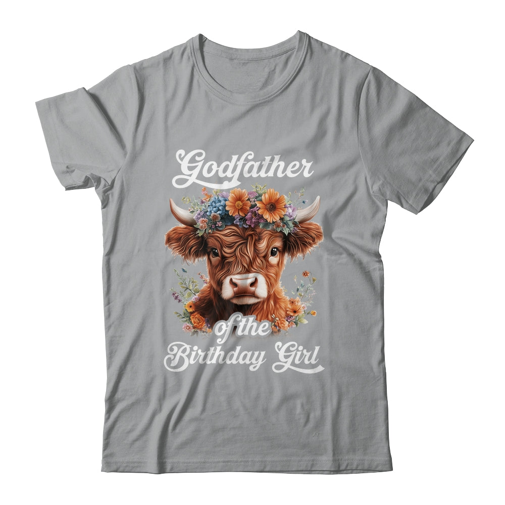 Godfather Of The Birthday Girl Highland Cow Farm Family Shirt & Hoodie | siriusteestore